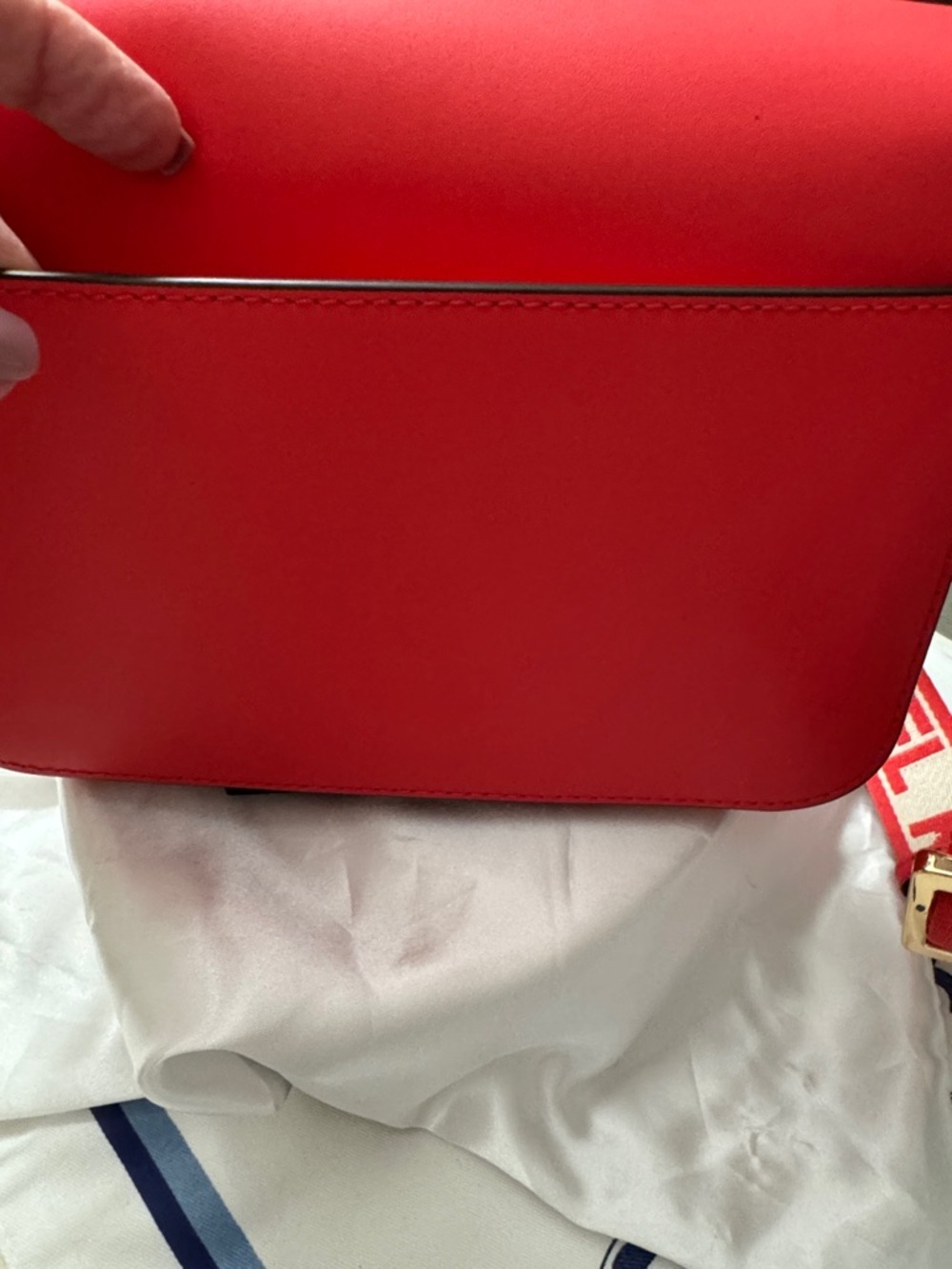 Michael Kors Sloan Editor Red Leather Crossbody with Branded Canvas Strap - Picture 8 of 14